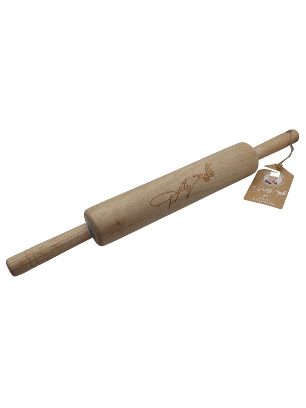 Dolly Parton Wood Rolling Pin Engraved Butterfly Signature NEW w/ Tags Farmhouse